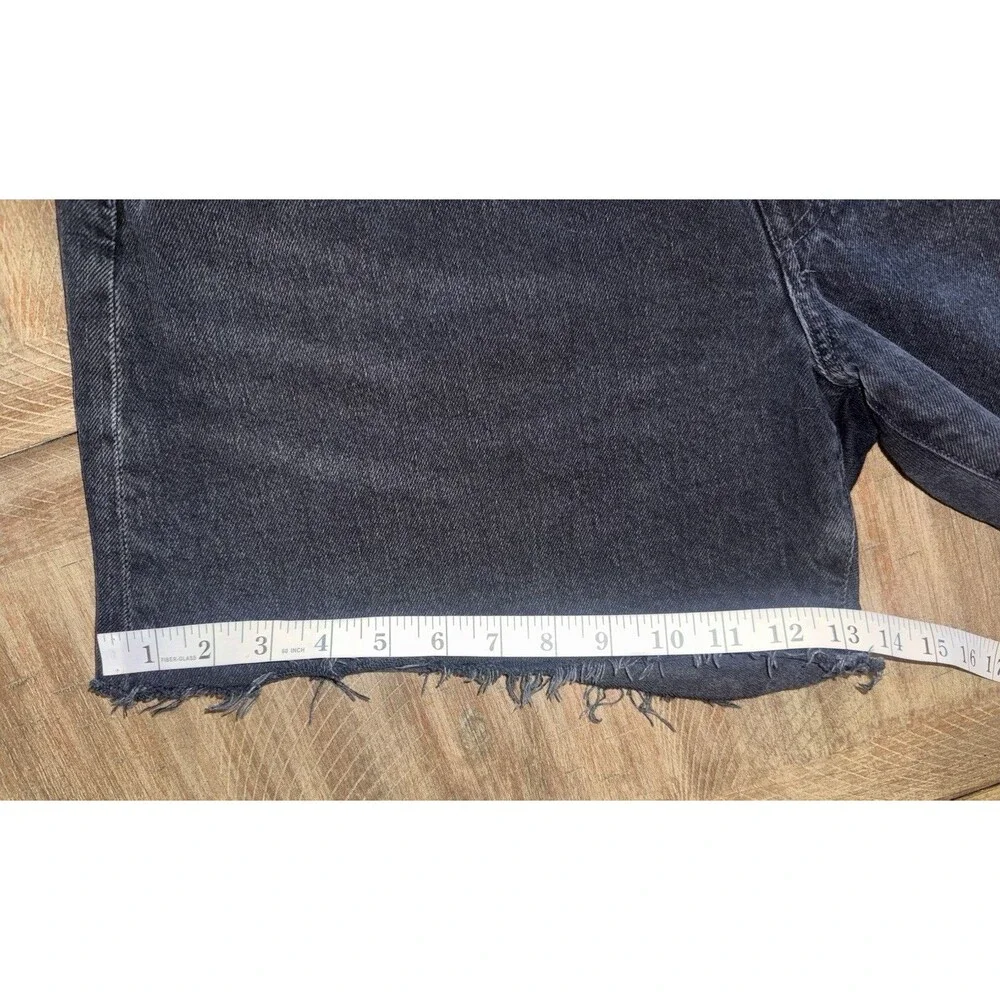 AGOLDE Parker Long Black Denim High Rise Fray Hem Jean Shorts Women’s Size 33